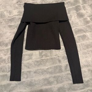 Forever 21 Black Off-Shoulder Ribbed Top
